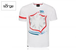 Koszulka patriotyczna Surge Polonia Biegam Bo Lubię, biała, r. XL