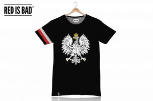Koszulka patriotyczna RED IS BAD Polski Orzeł z biało-czerwoną opaską, roz. M