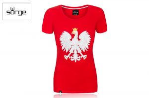 Koszulka patriotyczna Surge Polonia Godło Polski damska czerwona