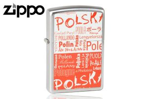 Zapalniczka Zippo Polska, napisy, Satin Chrome